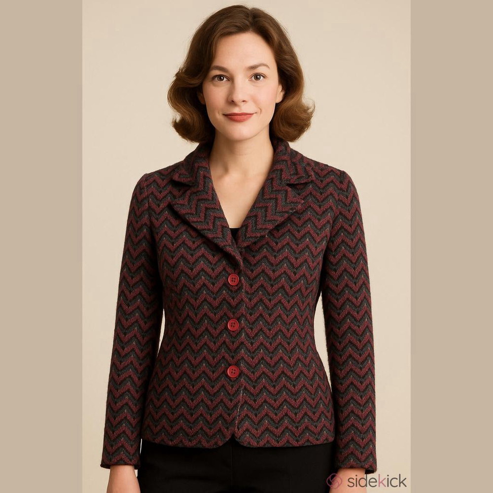 Vintage Maria Lisa Textured Knit Jacket XL Made in Canada Pink Black